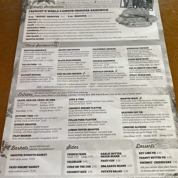 Frenchys Outpost Bar & Grill - Menu - Back - Bars Near Me - Dunedin, Florida