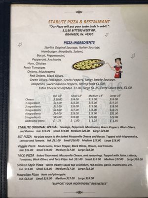Menu photo 2 Starlite Pizza Granger, IN