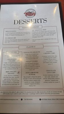 Menu photo 2 Tony's Mountain Pizza Silver Cliff, CO Menu photo 2 Tony's Mountain Pizza Silver Cliff, CO