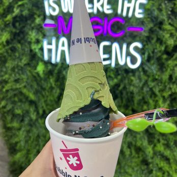 Bubble N Cone - Taro Cookie Monster with a Matcha cone ($6) - Bubble Tea Near Me - Diamond Bar, California Bubble N Cone - Taro Cookie Monster with a Matcha cone ($6) - Bubble Tea Near Me - Diamond Bar, California