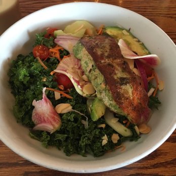 Adair Kitchen - Super food bowl with salmon! Salmon was a bit burnt.. - New American Near Me - Houston, Texas