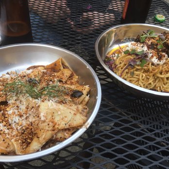 Gumba - Papardelle on left and spaghetti on right. - Italian Near Me - Portland, Oregon Gumba - Papardelle on left and spaghetti on right. - Italian Near Me - Portland, Oregon