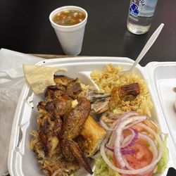 Half chicken. It's a bargain and amazing.
