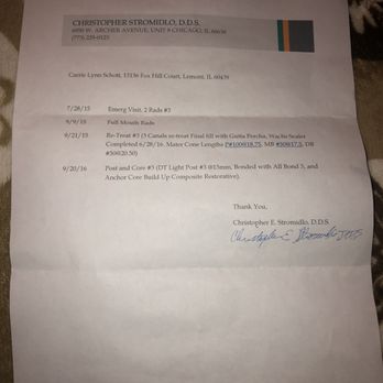 Stromidlo Christopher E DDS - Dr. Chris fake written out records since he didn't want to provide me with real record while he was too nervous to give me my real records - General Dentistry Near Me - Chicago, Illinois Stromidlo Christopher E DDS - Dr. Chris fake written out records since he didn't want to provide me with real record while he was too nervous to give me my real records - General Dentistry Near Me - Chicago, Illinois