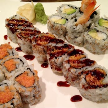 Sushi.com - Left to right: spicy tuna, crunchy crab, Cajun ebi - Sushi Bars Near Me - Dublin, Ohio