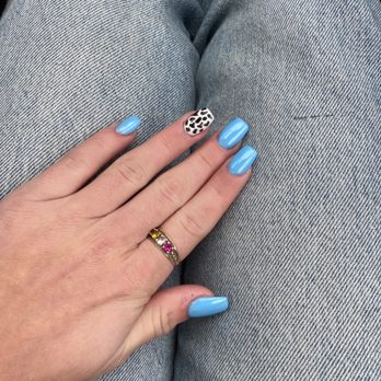 Chloe Nails & Spa - Cow print and baby blue - Nail Salons Near Me - San Anselmo, California Chloe Nails & Spa - Cow print and baby blue - Nail Salons Near Me - San Anselmo, California