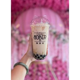 Jasmine Milk Tea with stir-fried boba