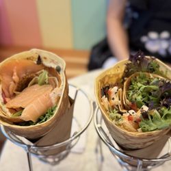 Cafe Mong - Salmon lox crepe, and Thai chicken crêpe