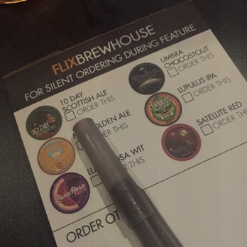 Flix Brewhouse Carmel - Note pad to allow for silent ordering during the movie. Nice touch. - Cinema Near Me - Carmel, Indiana