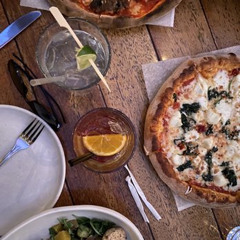 The Parlor - Mushroom and sausage pizza (top), spicy florentine (right), roasted beet salad (bottom) - Pizza Near Me - Phoenix, Arizona The Parlor - Mushroom and sausage pizza (top), spicy florentine (right), roasted beet salad (bottom) - Pizza Near Me - Phoenix, Arizona