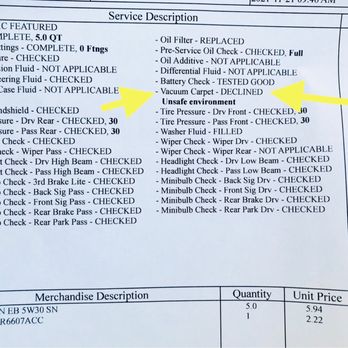 Walmart Auto Care Centers - They lied and said I declined the vacuum carpet just so they didn't have to do it I guess. - Tires Near Me - Sugar Land, Texas