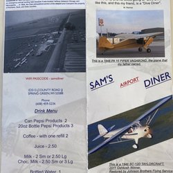 Sam’s Airport Diner - Menu - Front & Back