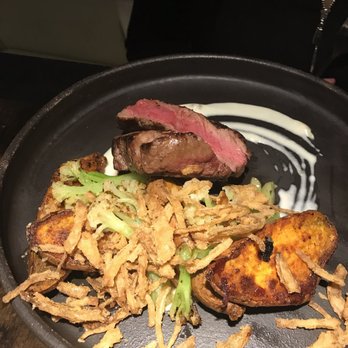 Vintage Year - Filet with roasted sweet potatoes and fried onions - Steakhouses Near Me - Montgomery, Alabama Vintage Year - Filet with roasted sweet potatoes and fried onions - Steakhouses Near Me - Montgomery, Alabama