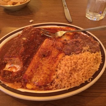Pancho's Mexican Restaurant - Enchiladas/ pork tamale / beans and rice all salty - Mexican Near Me - Long Beach, California