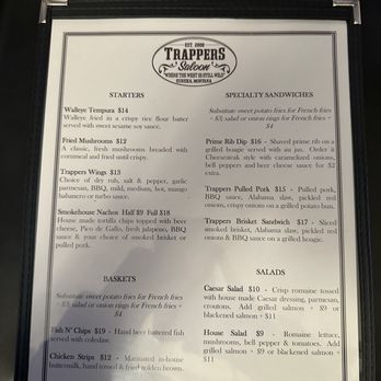 Trappers Saloon - Menu 10/2023 - New American Near Me - Eureka, Montana