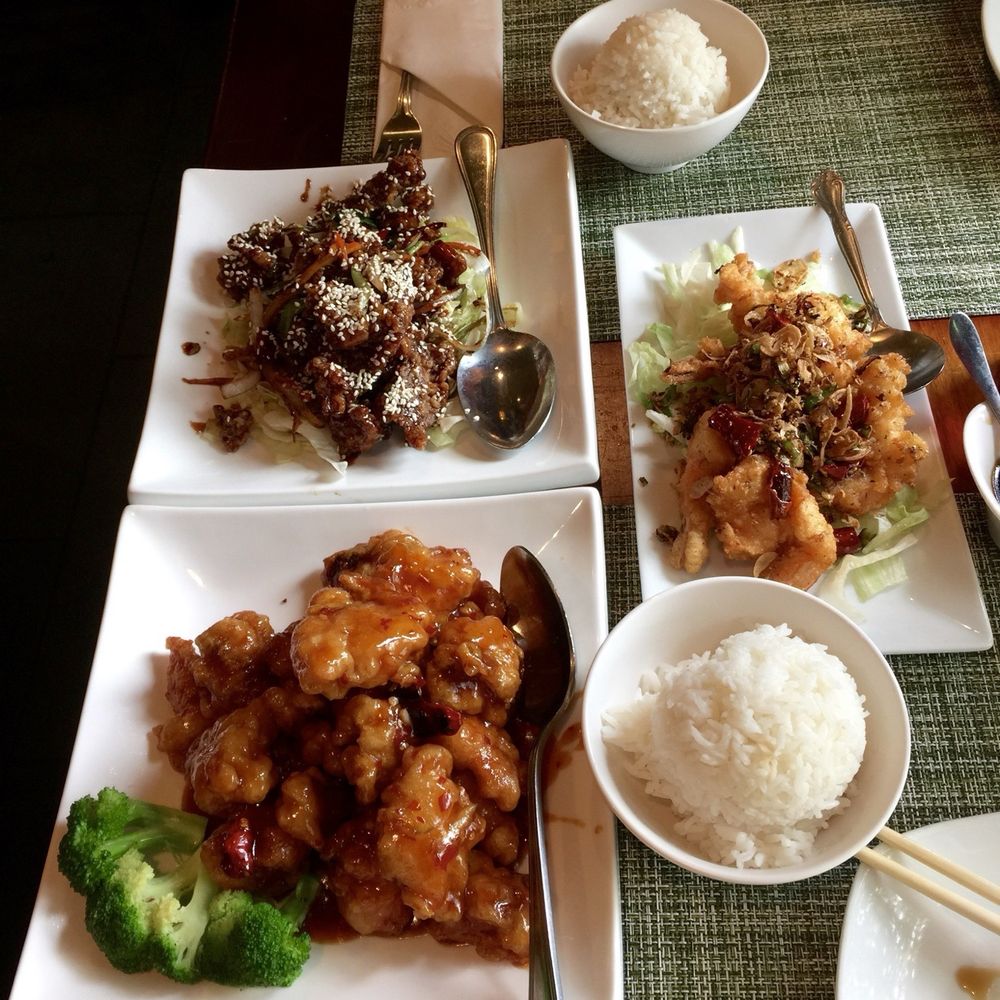 Crispy beef, general tso's, salt and pepper prawns Crispy beef, general tso's, salt and pepper prawns
