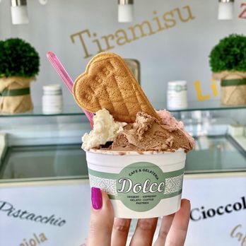 Dolce Gelateria - Large cup, 3 flavors ~ Rocher, Italian Rainbow Cookie, Fig & Honey - Desserts Near Me - Franklin Square, New York