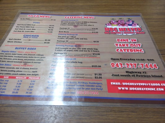 Menu photo 5 Hog Heaven Pawleys Island, SC
