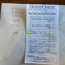 The bill should have been for $36.95 with tax 39.72. The discount was the bs customer service that Mil's offers regulars.