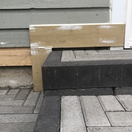 The trim they installed does not go well with the existing door trim The trim they installed does not go well with the existing door trim