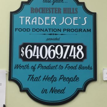 Trader Joe's - 2019-02-22. Trader Joe's. Rochester Hills, MI. Giving back to the community. - Grocery Near Me - Rochester Hills, Michigan Trader Joe's - 2019-02-22. Trader Joe's. Rochester Hills, MI. Giving back to the community. - Grocery Near Me - Rochester Hills, Michigan