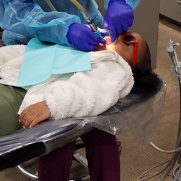 My 3 yr old getting her first teeth cleaning and exam. My 3 yr old getting her first teeth cleaning and exam.