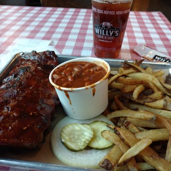 Armadillo Willy's BBQ - Baby Back Ribs, BBQ beans, hand-cut fries and an iced tea. - Barbeque Near Me - Dublin, California