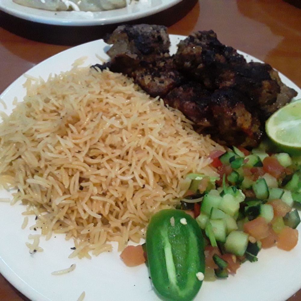 De Afghanan - Beef kebab with brown rice - Afghan Near Me - Tracy, California De Afghanan - Beef kebab with brown rice - Afghan Near Me - Tracy, California