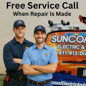 Suncoast Electric and Air - Free service call with repair over $300! - Electricians Near Me - Boynton Beach, Florida Suncoast Electric and Air - Free service call with repair over $300! - Electricians Near Me - Boynton Beach, Florida