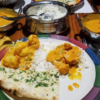 Bombay House - Coconut Shrimp and Chicken Tikki Masala with Garlic Naan - Indian Near Me - Provo, Utah Bombay House - Coconut Shrimp and Chicken Tikki Masala with Garlic Naan - Indian Near Me - Provo, Utah