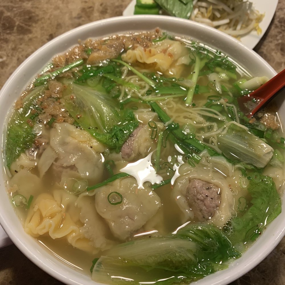 Wonton soup with egg noodles Wonton soup with egg noodles
