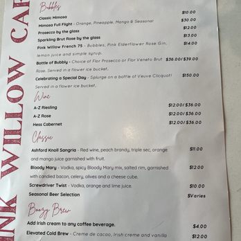 Pink Willow Cafe - Drink menu - Breakfast & Brunch Near Me - Cottleville, Missouri