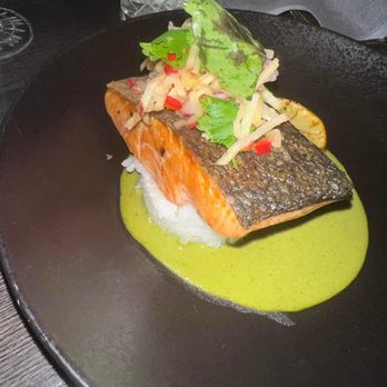 Gordon Ramsay Hell's Kitchen - CRISPY SKIN SALMON* coconut green curry, sticky rice, thai apple slaw - Desserts Near Me - Washington, DC, District of Columbia Gordon Ramsay Hell's Kitchen - CRISPY SKIN SALMON* coconut green curry, sticky rice, thai apple slaw - Desserts Near Me - Washington, DC, District of Columbia