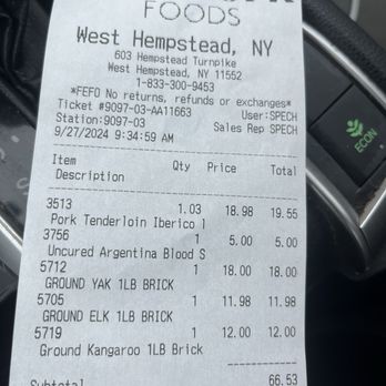 Wild Fork - Nassau Plaza - Receipt - Meat Shops Near Me - West Hempstead, New York Wild Fork - Nassau Plaza - Receipt - Meat Shops Near Me - West Hempstead, New York