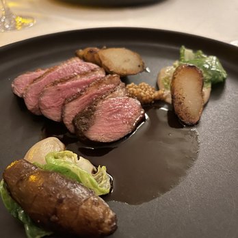 Beckta Dining & Wine - duck breast with au jus, jerusalem artichokes, brussels sprouts and sunchoke purée - Wine Bars Near Me - Ottawa, Ontario