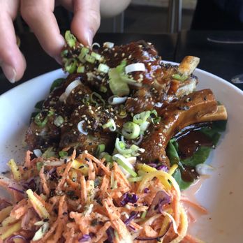 OSO Sonoma - Thai bbq glazed pork ribs with daikon and carrot slaw. - New American Near Me - Sonoma, California