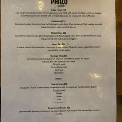 Panzu Brewery - Menu
