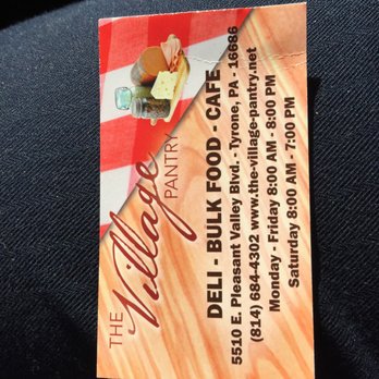 Village Pantry - a close up of a business card - Grocery Near Me - Tyrone, Pennsylvania Village Pantry - a close up of a business card - Grocery Near Me - Tyrone, Pennsylvania