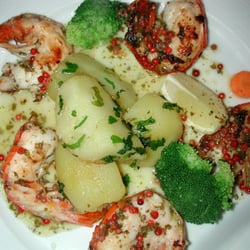 Fischrestaurant Bouellabaisse - Gambas mit Petersilienkartoffeln