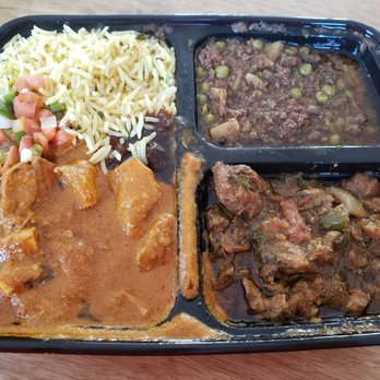 Curry Up Now - Meat Sweats thali plate comes with rice and naan - Indian Near Me - Oakland, California