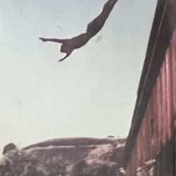 Knights Ferry Covered Bridge - Swan dive, perfect form... circa 1980 Mike E