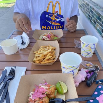 Hook & Anchor - Battered shrimp tacos with Cajun fries -- so good! - Seafood Near Me - Costa Mesa, California Hook & Anchor - Battered shrimp tacos with Cajun fries -- so good! - Seafood Near Me - Costa Mesa, California