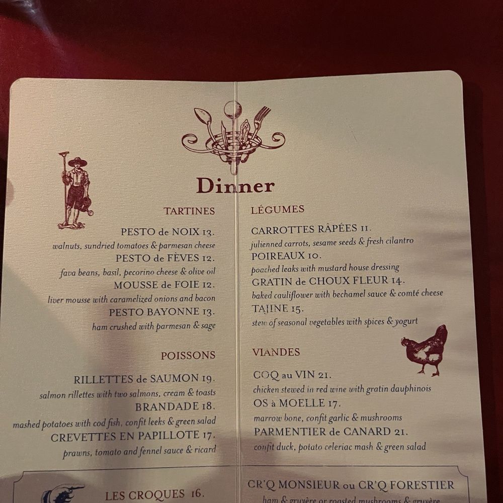 Buvette - Dinner menu - French Near Me - Paris, 75 Buvette - Dinner menu - French Near Me - Paris, 75