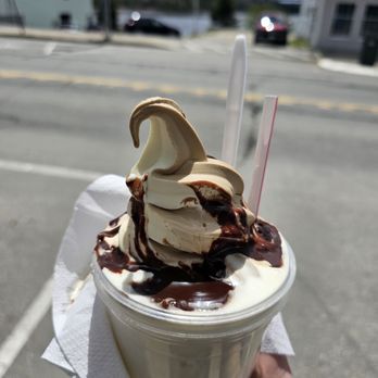 The Dairy Port - Piggyback shake with coconut ice cream and biscoff soft serve. - Desserts Near Me - Bucksport, Maine The Dairy Port - Piggyback shake with coconut ice cream and biscoff soft serve. - Desserts Near Me - Bucksport, Maine