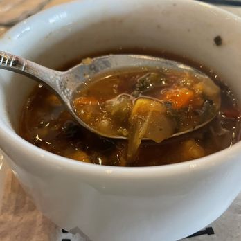 Evviva Trattoria - A cup of sweet potato and kale soup (1/2 eaten) - Italian Near Me - Hanover, Massachusetts