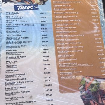 Claro Fish Jr - Menu - Seafood Near Me - La Paz, BCS