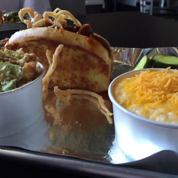 Bell's BBQ - Chopped brisket sandwich with cheese grits and Caesar slaw - Barbeque Near Me - Henderson, Nevada