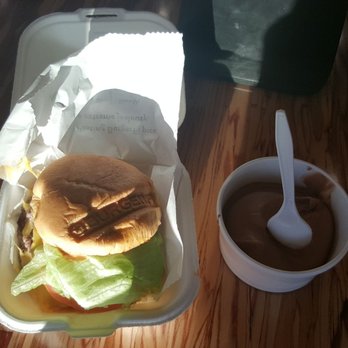 BurgerFi - The Burgerfi Double Cheeseburger with the small chocolate custard. - Burgers Near Me - Glenview, Illinois BurgerFi - The Burgerfi Double Cheeseburger with the small chocolate custard. - Burgers Near Me - Glenview, Illinois