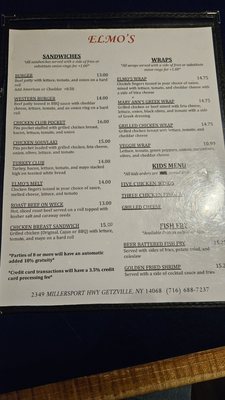 Menu photo 1 Elmo's Getzville, NY Menu photo 1 Elmo's Getzville, NY