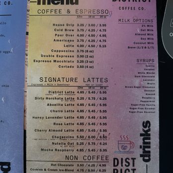 District Coffee - menu 6/16/25 - Coffee & Tea Near Me - El Paso, Texas